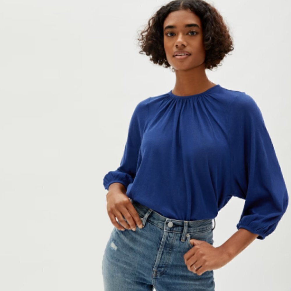 Everlane Air Poet Indigo‎ Blue Long Sleeve Top XS